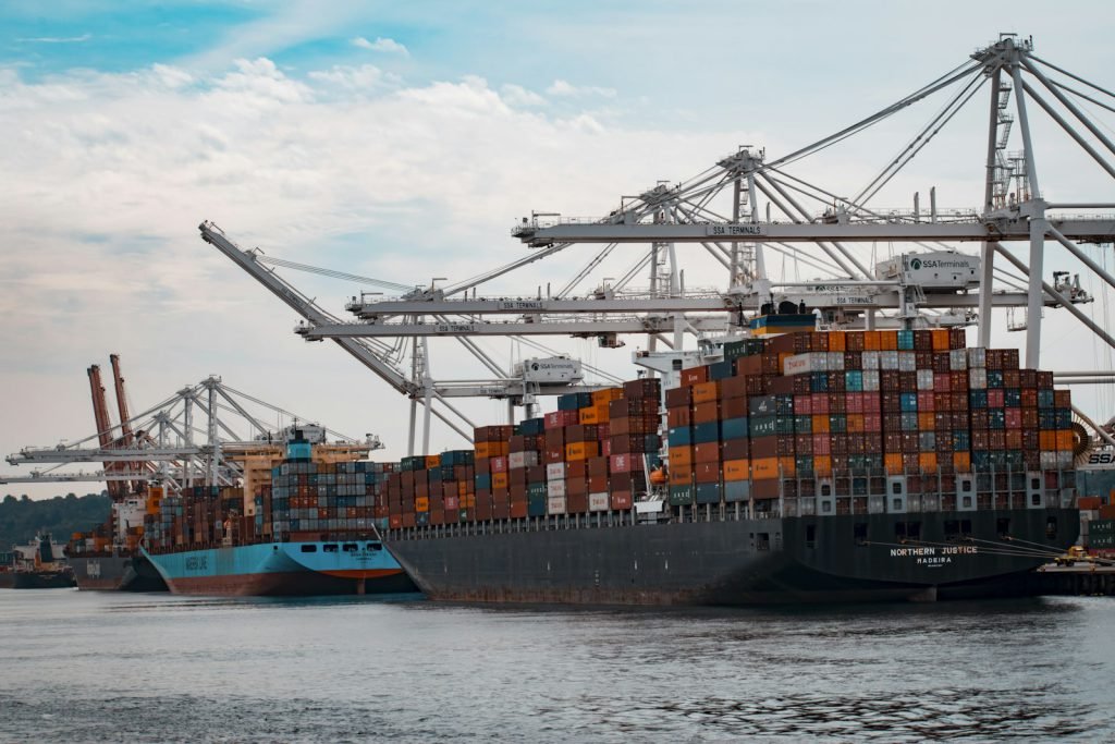 Container ships at a cargo port