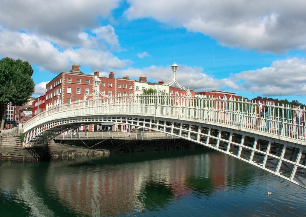 The Ha’penny Bridge over the River Liffey in Dublin